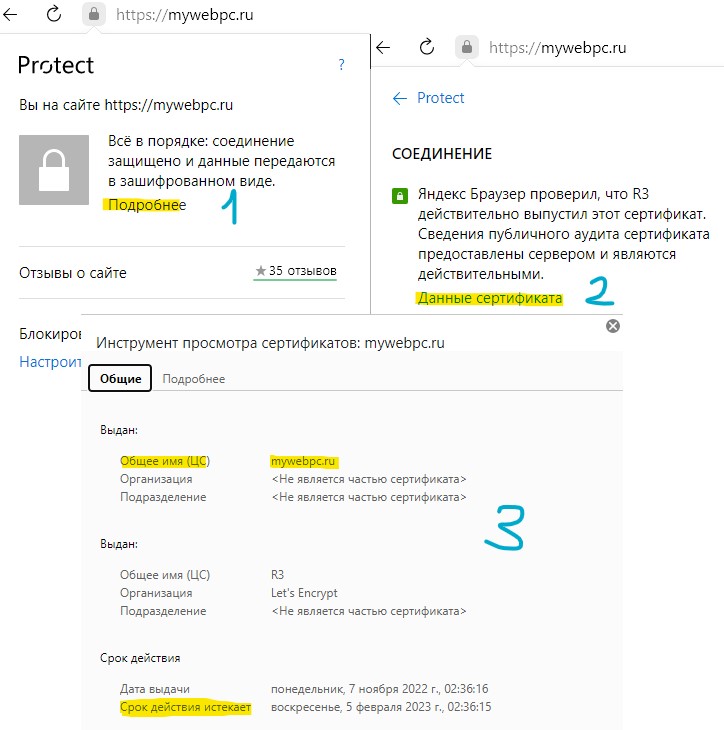 общее имя SSL и информация