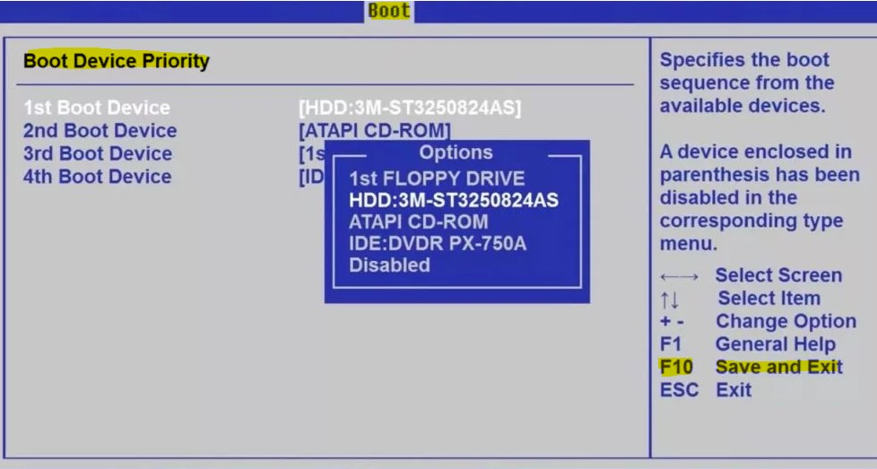 Приоритет загрузки HDD в BIOS
