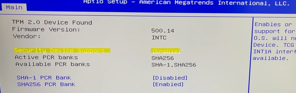Security Device support HP bios TPM