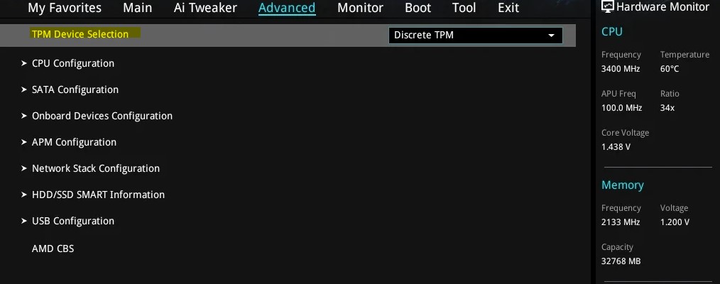 TPM Device Selection
