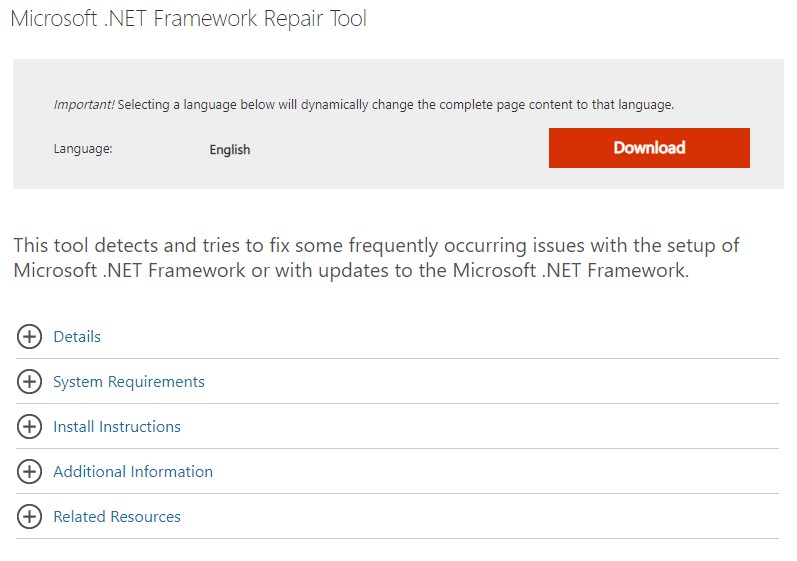 Microsoft .NET Framework Repair Tool
