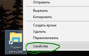 Свойства пользовательской папки