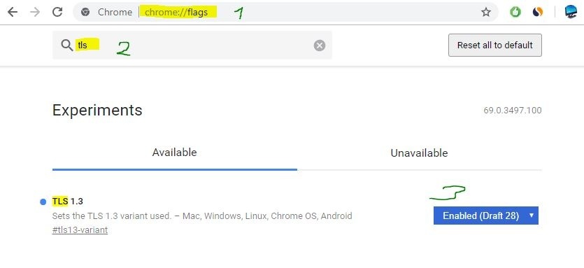Включить TLS 1.3
