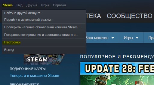 Steam файл настройки