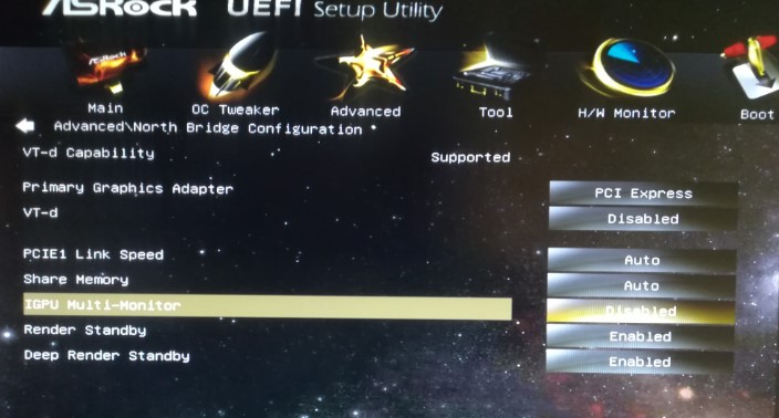 Включить графику iGPU на Asrock