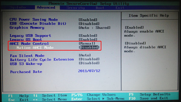 AHCI Mode Control