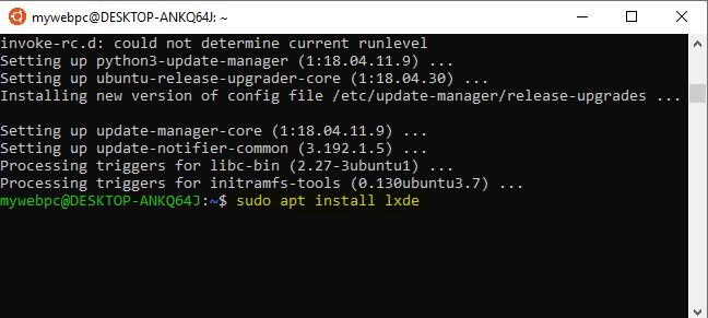 Установка рабочего стола lxde linux для Windows