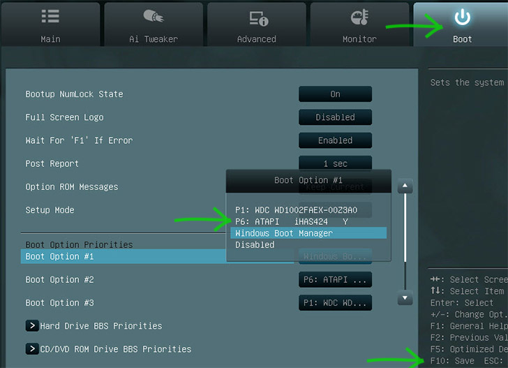Принудительная загрузка с флешки в UEFI Bios