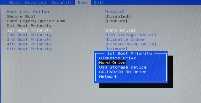 Hard drive или Device priority