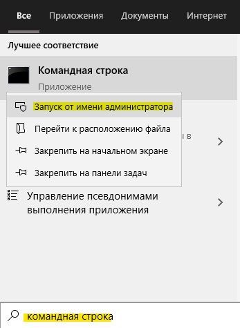 командная строка запуск от имени администратора