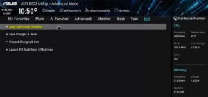 сброс настроек UEFI до заводских