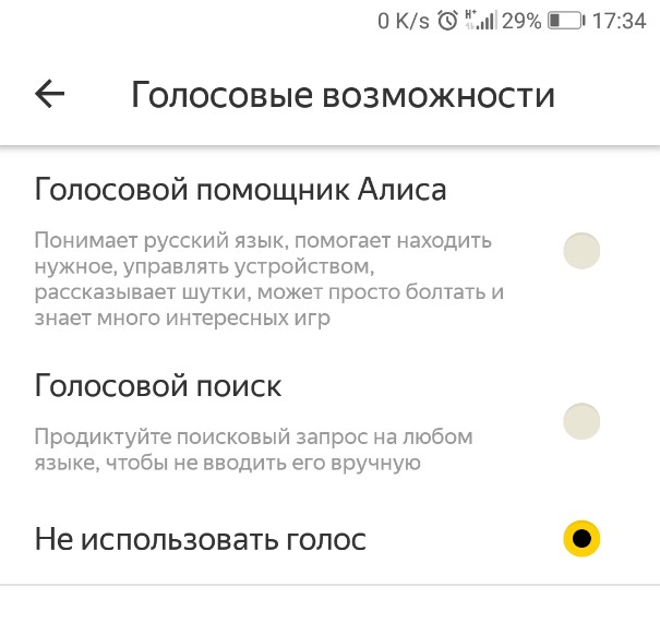 Отключить алису в яндекс браузере для телефона