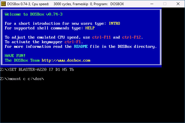 Подключение папки в DOSBox