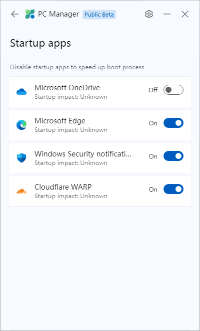 Управление автозагрузкой в Microsoft PC Manager