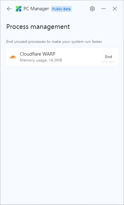 Управление процессами в Microsoft PC Manager