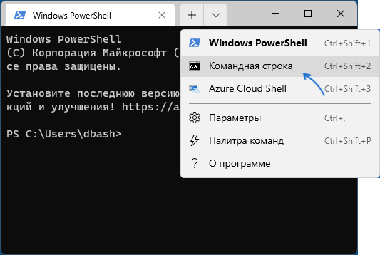 Запуск командной строки от администратора в Терминале Windows