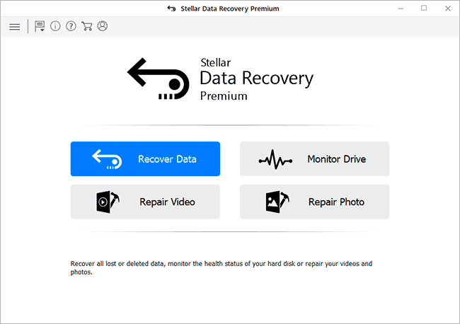 Главное окно Stellar Data Recovery Premium