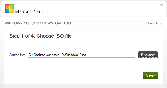 Укажите путь к образу Windows 10
