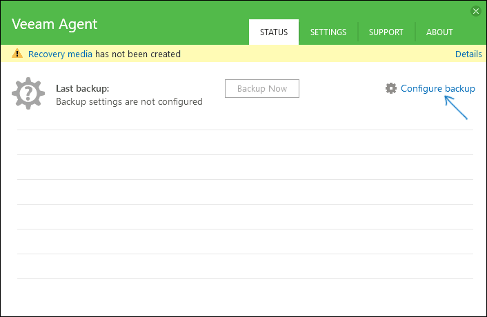 Резервное копирование в Veeam Agent for Microsoft Windows Free 5 Главное Окно Veeam Agent