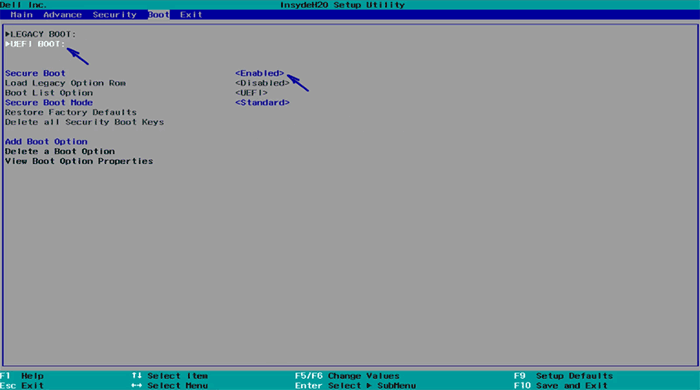 Отключение Secure Boot на ноутбуке Dell