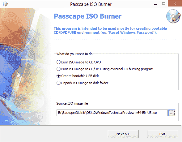 Бесплатная запись дисков в  Passcape ISO Burner