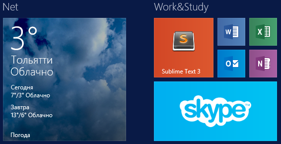 4 размера плиток в Windows 8.1