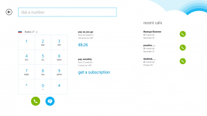 Звонок на обычный телефон в Skype Windows 8 Metro
