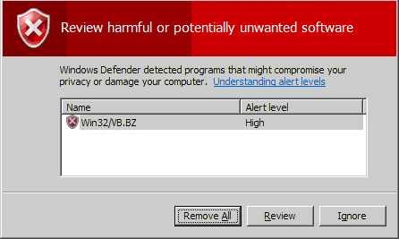 Сообщение защитника Windows 8