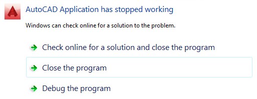 Application has stopped working
