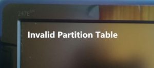 ошибка Invalid Partition Table