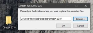 извлечь DirectX 2010 в папку