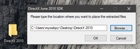 извлечь DirectX 2010 в папку