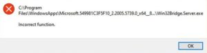 ошибка Win32bridge.Server.exe