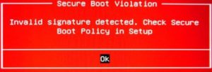 Error Secure Boot Violation