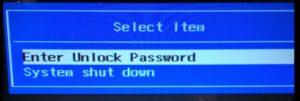 Enter unlock password БИОС