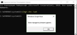 Удалить ключ продукта Windows10