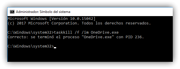 Убить процесс onedrive
