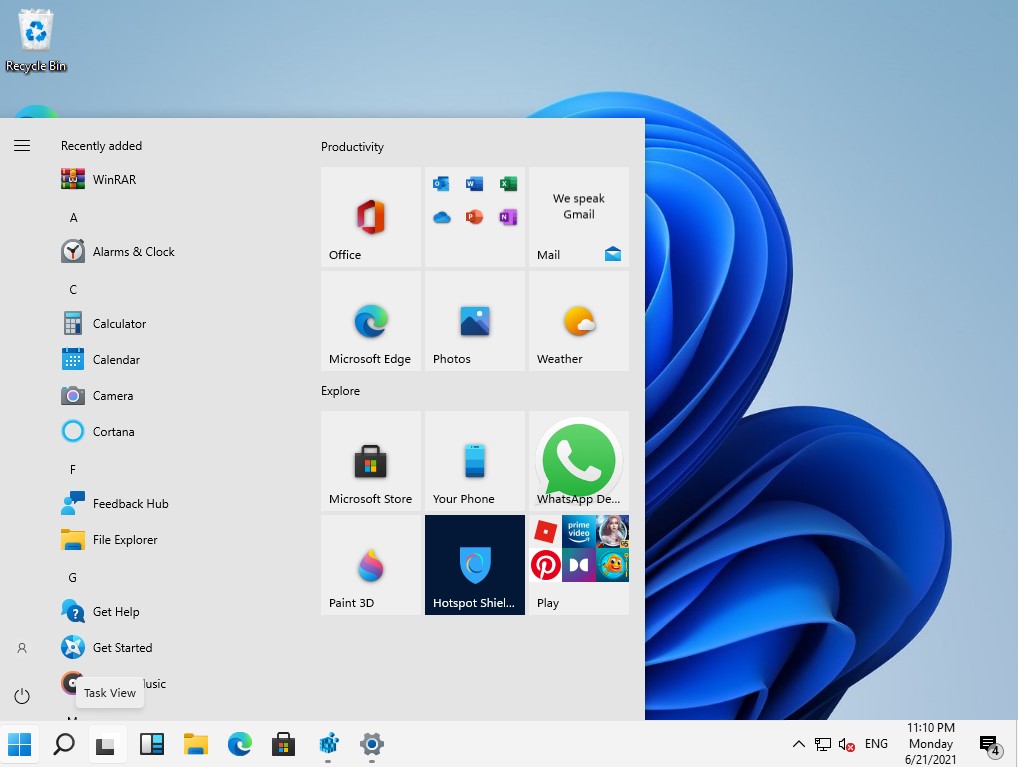 меню ПУСК в Windows 11 как в Win10