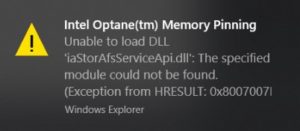 Intel Optane Memory Pinning