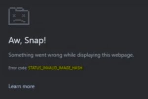 код ошибки STATUS INVALID IMAGE HASH