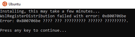 WSLregisterdistribution failed with error