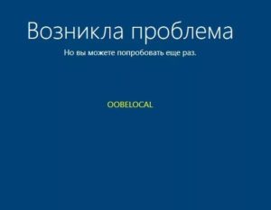 OOBE Возникла проблема при установке Windows 10