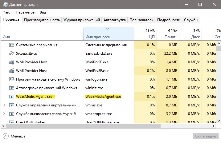 процесс WaasMedic Agent Exe